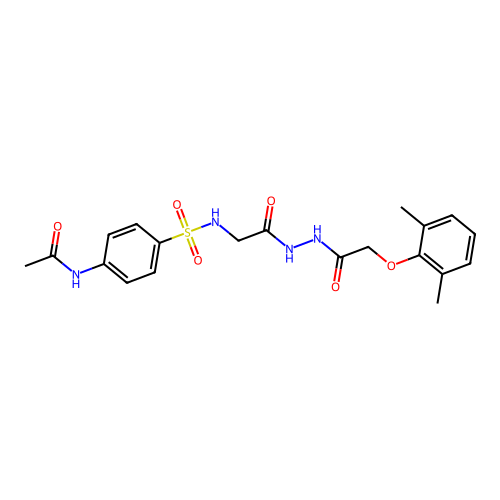 N-[4-[[2-[2-[2-(2,6-dimethylphenoxy)acetyl]hydrazinyl]-2-oxoethyl]sulfamoyl]phenyl]acetamide structure