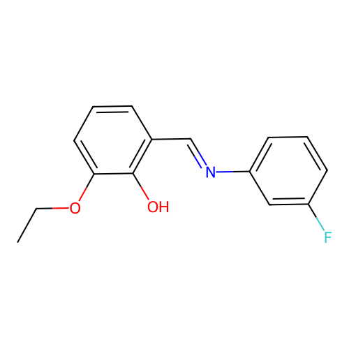 2-ethoxy-6-{(E)-[(3-fluorophenyl)imino]methyl}phenol structure