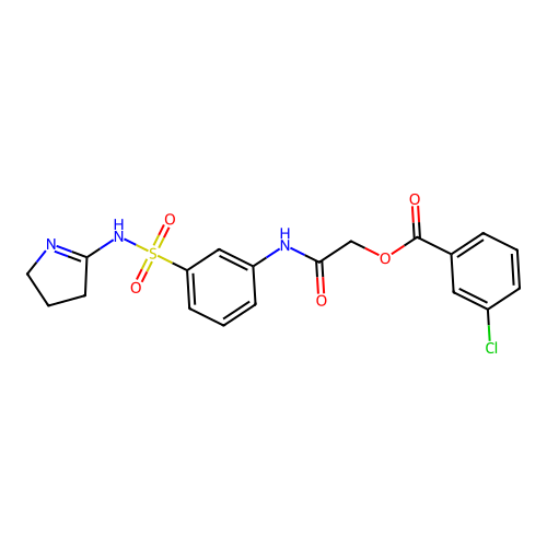 [2-[3-(3,4-dihydro-2H-pyrrol-5-ylsulfamoyl)anilino]-2-oxoethyl] 3-chlorobenzoate structure