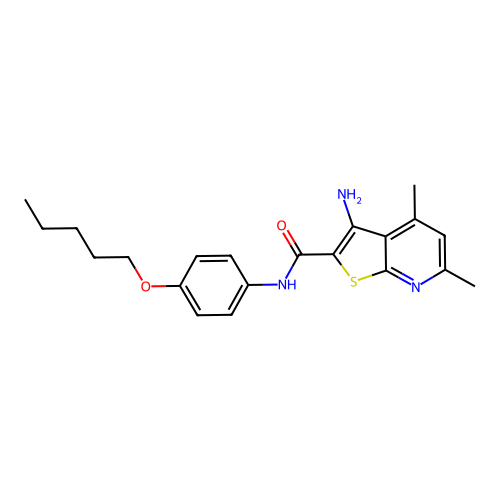 3-amino-4,6-dimethyl-N-(4-pentoxyphenyl)thieno[2,3-b]pyridine-2-carboxamide structure