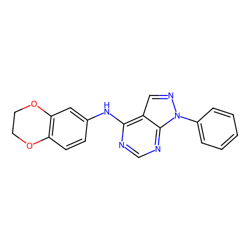 N-(2,3-dihydro-1,4-benzodioxin-6-yl)-1-phenylpyrazolo[3,4-d]pyrimidin-4-amine structure