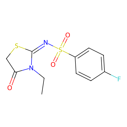 (E)-N-(3-ethyl-4-oxothiazolidin-2-ylidene)-4-fluorobenzenesulfonamide structure