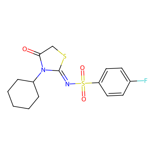 N-(3-cyclohexyl-4-oxo-1,3-thiazolidin-2-ylidene)-4-fluorobenzenesulfonamide structure