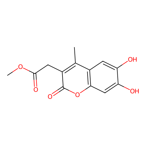 methyl (6,7-dihydroxy-4-methyl-2-oxo-2H-chromen-3-yl)acetate structure