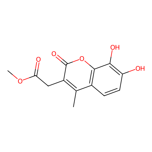 methyl (7,8-dihydroxy-4-methyl-2-oxo-2H-chromen-3-yl)acetate structure