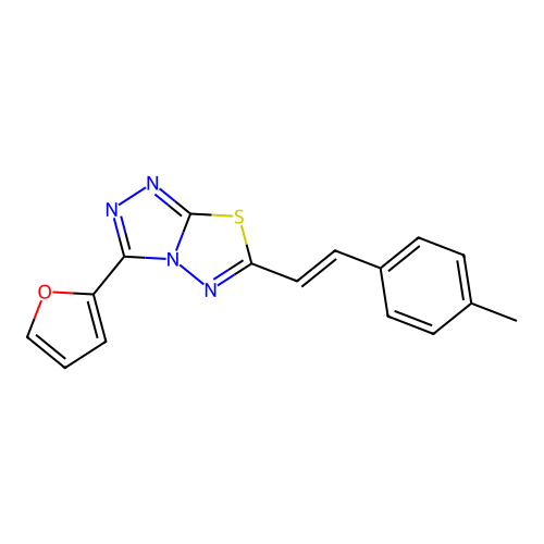 3-(2-furyl)-6-[(E)-2-(4-methylphenyl)vinyl][1,2,4]triazolo[3,4-b][1,3,4]thiadiazole structure