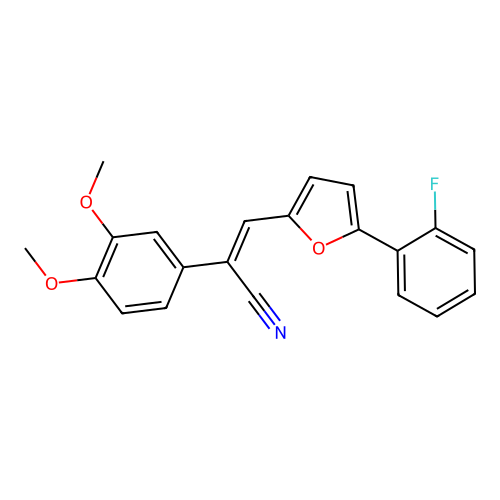 (2Z)-2-(3,4-dimethoxyphenyl)-3-[5-(2-fluorophenyl)furan-2-yl]prop-2-enenitrile structure