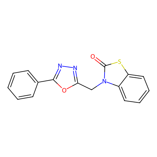 3-((5-phenyl-1,3,4-oxadiazol-2-yl)methyl)benzo[d]thiazol-2(3H)-one structure