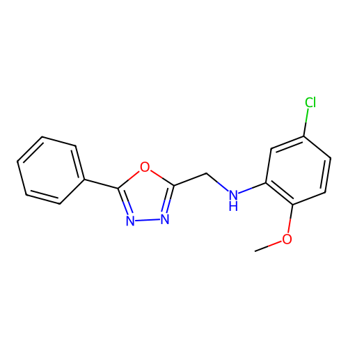 5-chloro-2-methoxy-N-[(5-phenyl-1,3,4-oxadiazol-2-yl)methyl]aniline structure