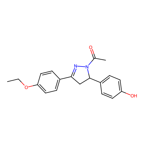 1-Acetyl-3-(4-ethoxyphenyl)-5-(4-hydroxyphenyl)-2-pyrazoline structure