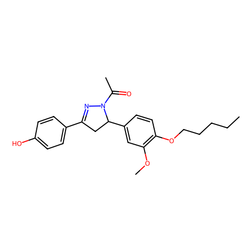 1-Acetyl-3-(4-hydroxyphenyl)-5-(3-methoxy-4-pentyloxyphenyl)-2-pyrazoline structure