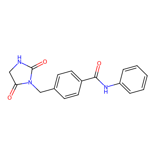 4-[(2,5-dioxoimidazolidin-1-yl)methyl]-N-phenylbenzamide structure