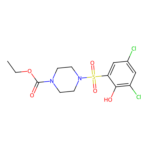 Ethyl 4-(3,5-dichloro-2-hydroxybenzenesulfonyl)piperazine-1-carboxylate structure