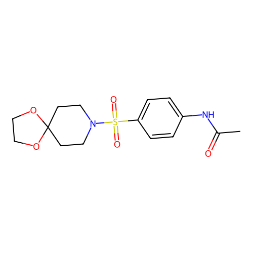 N-[4-(1,4-dioxa-8-azaspiro[4.5]dec-8-ylsulfonyl)phenyl]acetamide structure