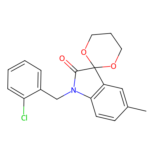 7-[(2-Chlorophenyl)methyl]-11-methylspiro[1,3-dioxane-2,3'-indoline]-8-one structure