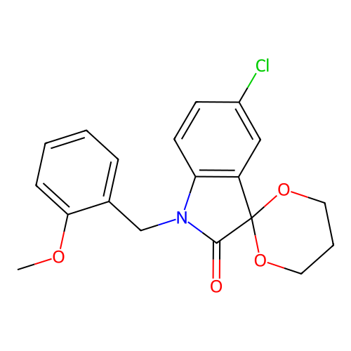 5'-Chloro-1'-(2-methoxybenzyl)spiro[[1,3]dioxane-2,3'-indolin]-2'-one structure