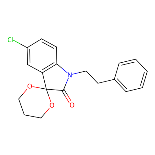 5'-Chloro-1'-phenethylspiro[[1,3]dioxane-2,3'-indolin]-2'-one structure