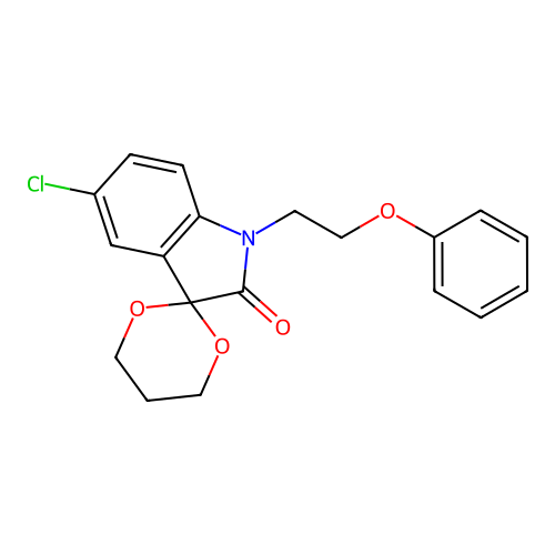 5'-Chloro-1'-(2-phenoxyethyl)spiro[1,3-dioxane-2,3'-indole]-2'-one structure