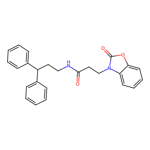 N-(3,3-diphenylpropyl)-3-(2-oxo-1,3-benzoxazol-3-yl)propanamide structure