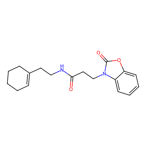 N-[2-(cyclohexen-1-yl)ethyl]-3-(2-oxo-1,3-benzoxazol-3-yl)propanamide structure
