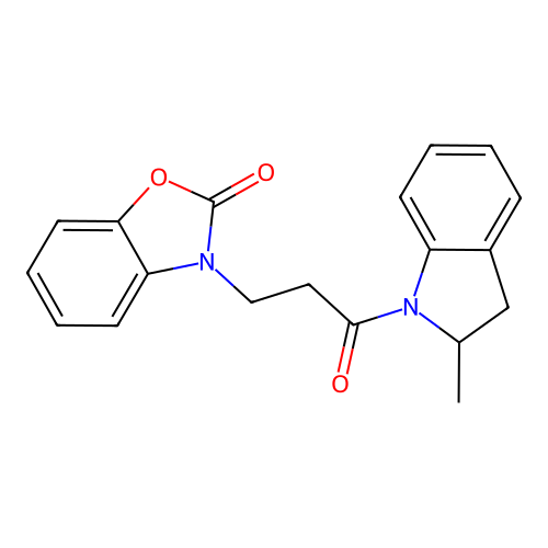 3-(3-(2-methylindolin-1-yl)-3-oxopropyl)benzo[d]oxazol-2(3H)-one structure