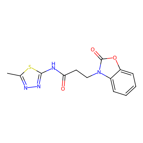 N-(5-Methyl-[1,3,4]thiadiazol-2-yl)-3-(2-oxo-benzooxazol-3-yl)-propionamide structure