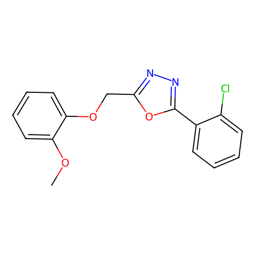 2-(2-Chlorophenyl)-5-[(2-methoxyphenoxy)methyl]-1,3,4-oxadiazole structure