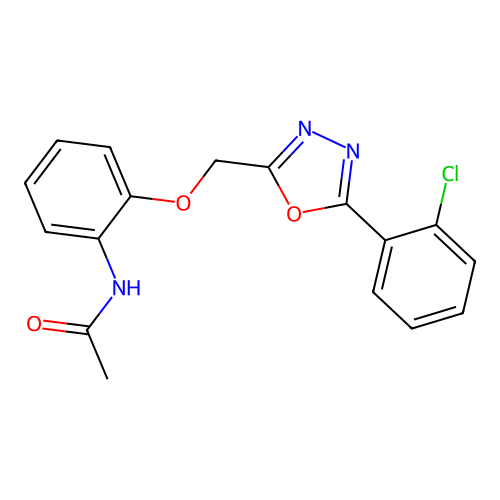 N-(2-{[5-(2-chlorophenyl)-1,3,4-oxadiazol-2-yl]methoxy}phenyl)acetamide structure