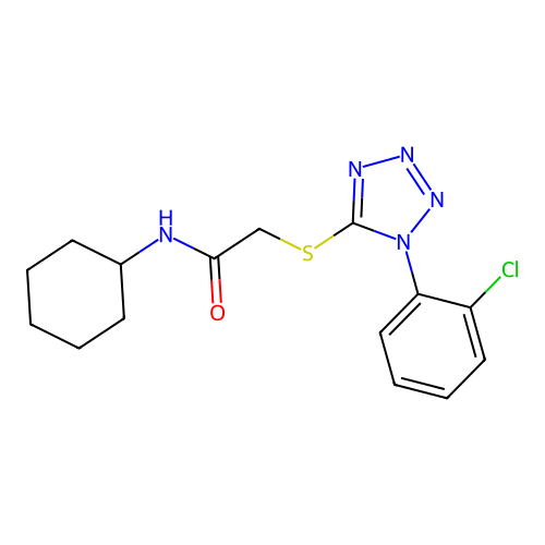 2-[1-(2-chlorophenyl)tetrazol-5-yl]sulfanyl-N-cyclohexylacetamide structure