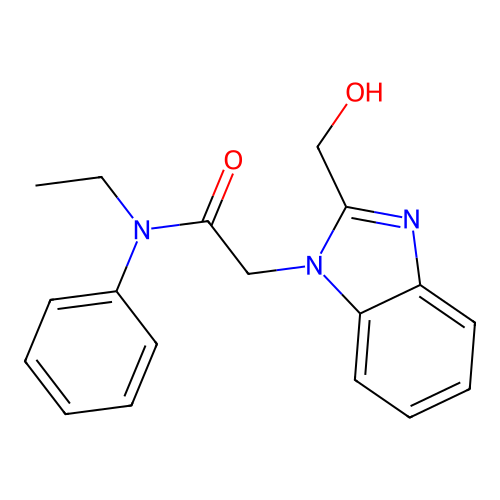 N-ethyl-2-[2-(hydroxymethyl)benzimidazolyl]-N-phenylacetamide structure