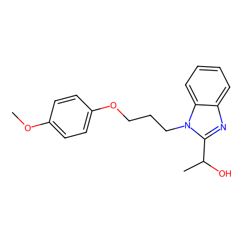1-(1-(3-(4-methoxyphenoxy)propyl)-1H-benzo[d]imidazol-2-yl)ethanol structure