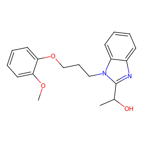 1-(1-(3-(2-methoxyphenoxy)propyl)-1H-benzo[d]imidazol-2-yl)ethanol structure