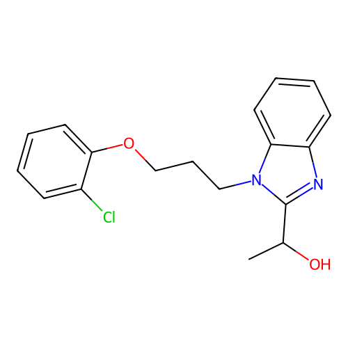 1-(1-(3-(2-chlorophenoxy)propyl)-1H-benzo[d]imidazol-2-yl)ethanol structure