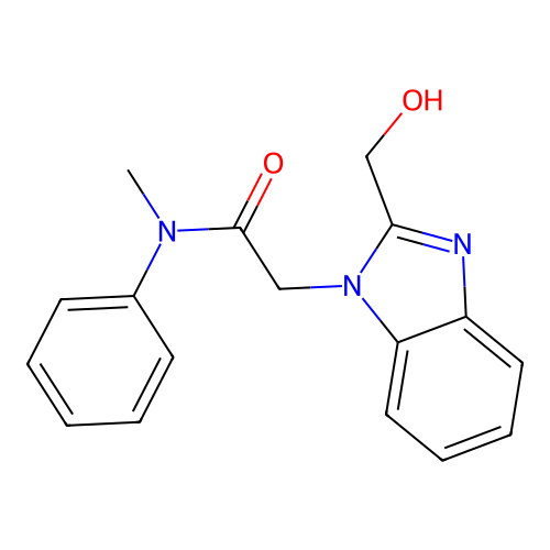 2-[2-(hydroxymethyl)benzimidazolyl]-N-methyl-N-phenylacetamide structure