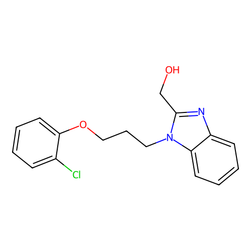 {1-[3-(2-chlorophenoxy)propyl]-1H-benzimidazol-2-yl}methanol structure