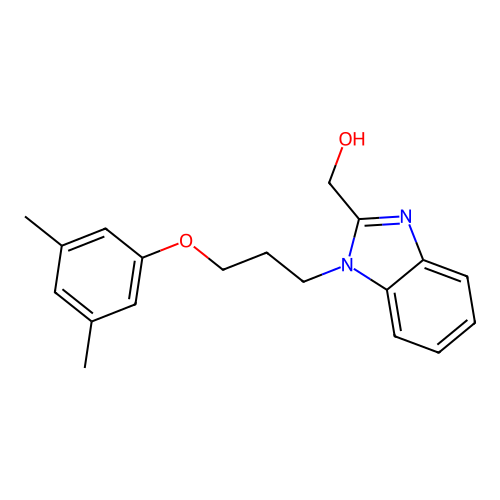 (1-(3-(3,5-dimethylphenoxy)propyl)-1H-benzo[d]imidazol-2-yl)methanol structure