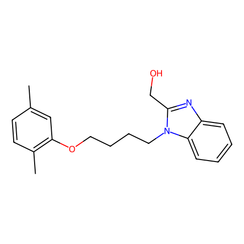 {1-[4-(2,5-dimethylphenoxy)butyl]-1H-1,3-benzodiazol-2-yl}methanol structure