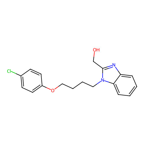 {1-[4-(4-chlorophenoxy)butyl]-1H-benzimidazol-2-yl}methanol structure