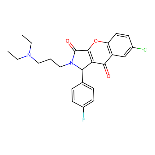 7-chloro-2-[3-(diethylamino)propyl]-1-(4-fluorophenyl)-1,2-dihydrochromeno[2,3-c]pyrrole-3,9-dione structure