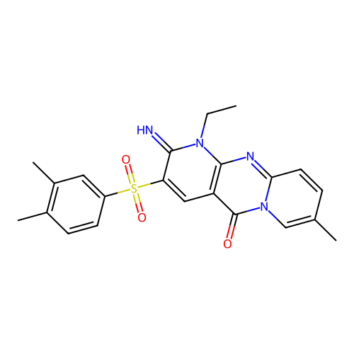 3-((3,4-dimethylphenyl)sulfonyl)-1-ethyl-2-imino-8-methyl-1H-dipyrido[1,2-a:2',3'-d]pyrimidin-5(2H)-one structure