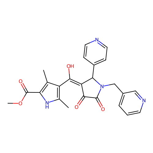 methyl 4-(4-hydroxy-5-oxo-1-(pyridin-3-ylmethyl)-2-(pyridin-4-yl)-2,5-dihydro-1H-pyrrole-3-carbonyl)-3,5-dimethyl-1H-pyrrole-2-carboxylate structure