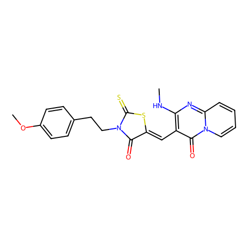 (Z)-3-(4-methoxyphenethyl)-5-((2-(methylamino)-4-oxo-4H-pyrido[1,2-a]pyrimidin-3-yl)methylene)-2-thioxothiazolidin-4-one structure