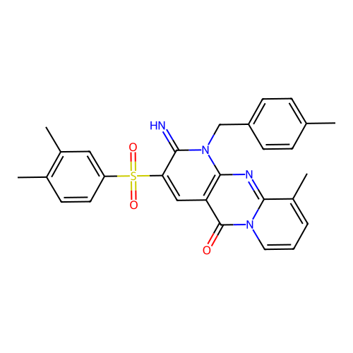 3-[(3,4-Dimethylphenyl)sulfonyl]-2-imino-10-methyl-1-[(4-methylphenyl)methyl]-1,6-dihydropyridino[2,3-d]pyridino[1,2-a]pyrimidin-5-one structure