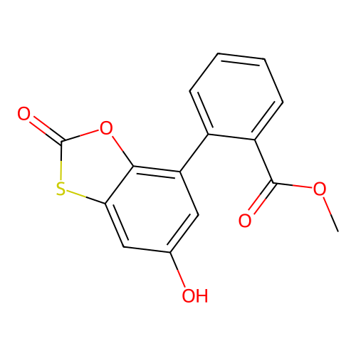 Methyl 2-(5-hydroxy-2-oxo-1,3-benzoxathiol-7-yl)benzoate structure