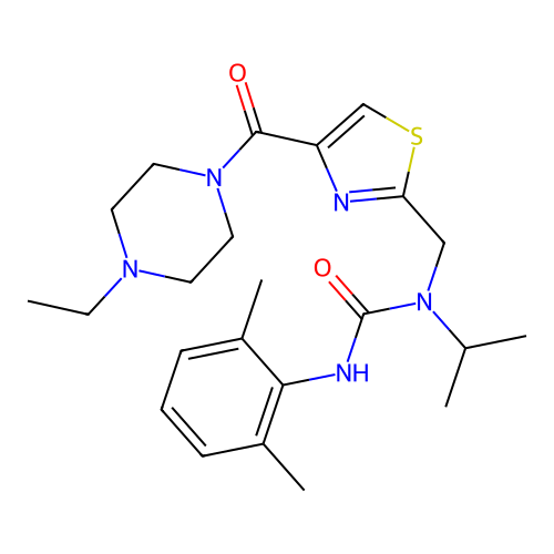 3-(2,6-dimethylphenyl)-1-[[4-(4-ethylpiperazine-1-carbonyl)-1,3-thiazol-2-yl]methyl]-1-propan-2-ylurea structure