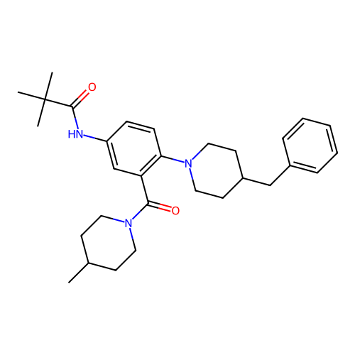 N-[4-(4-benzylpiperidin-1-yl)-3-(4-methylpiperidine-1-carbonyl)phenyl]-2,2-dimethylpropanamide structure