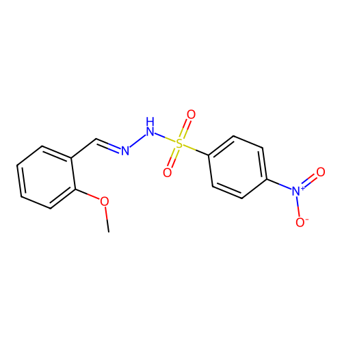 N-[(E)-(2-methoxyphenyl)methylideneamino]-4-nitrobenzenesulfonamide structure