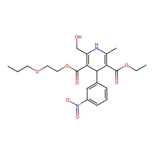 3,5-Pyridinedicarboxylic acid, 1,4-dihydro-2-(hydroxymethyl)-6-methyl-4-(3-nitrophenyl)-, 5-ethyl 3-(2-propoxyethyl) ester structure