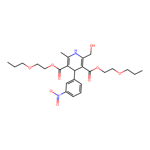 3,5-Pyridinedicarboxylic acid, 1,4-dihydro-2-(hydroxymethyl)-6-methyl-4-(3-nitrophenyl)-, bis(2-propoxyethyl) ester structure