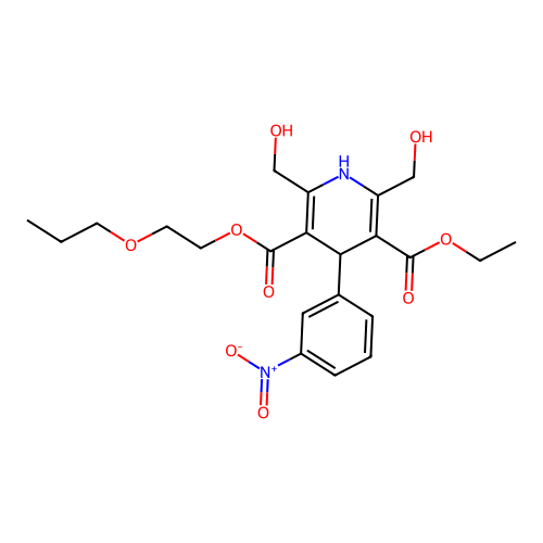 3,5-Pyridinedicarboxylic acid, 1,4-dihydro-2,6-bis(hydroxymethyl)-4-(3-nitrophenyl)-, ethyl 2-propoxyethyl ester structure